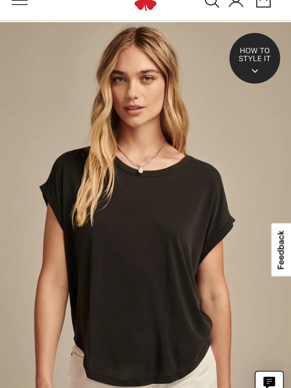 Lucky Brand Black Relaxed Short Sleeve Tee